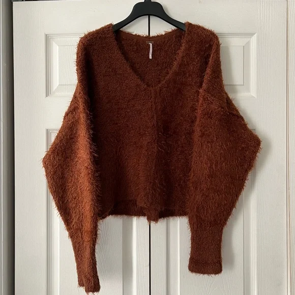 EUC — Free People Plush Knit Sweater, Chocolate Brown - Picture 2 of 9